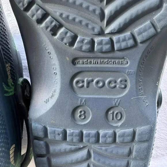 Crocs Baya Clog Unisex Navy Blue Tropical Palm Tree Size Men 8 - Women 10 - Picture 7 of 9